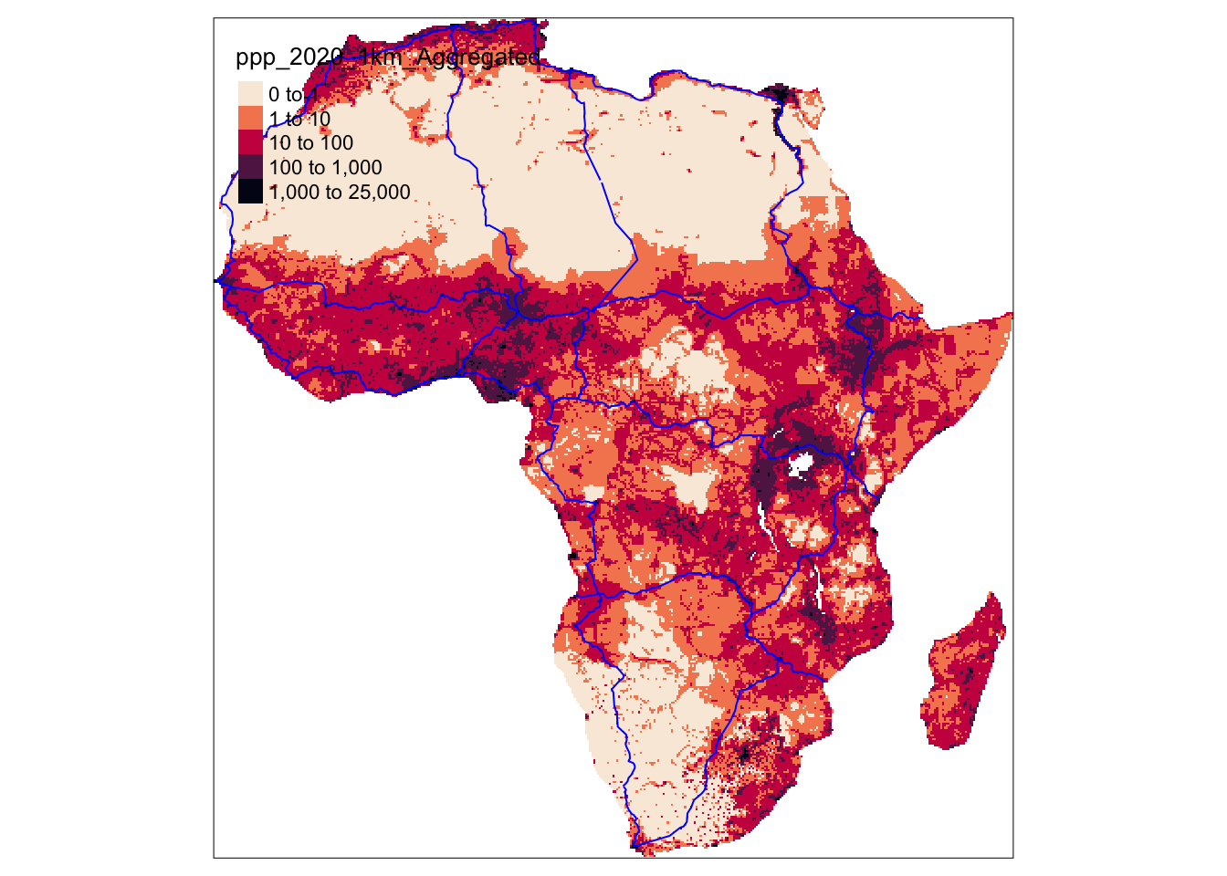 Raster data and vector data visualised in a single map.